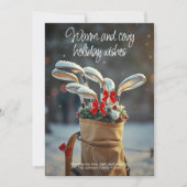 Snowy Golf Wintersaison wünscht ・ Rot Feiertagskarte (Vorderseite)