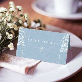 Snowy Gothic Wintermesse Weihnachten Blau Platzkarte