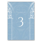 Snowy Gothic Wintermesse Weihnachten Blau Tischnummer (Rückseite)