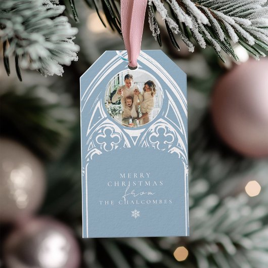 Snowy Gothic Wintermesse Weihnachten Blaues Foto Geschenkanhänger