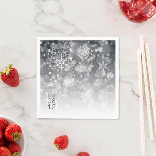 Snowy Gradient Wedding CharcoalID744 Serviette (Beispiel)