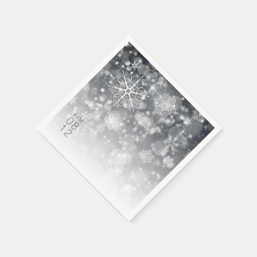 Snowy Gradient Wedding CharcoalID744 Serviette (Ecke)