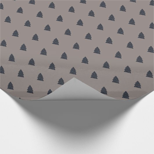 Snowy Gray Christmas Tree Geschenkpapier (Ecke)
