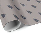 Snowy Gray Christmas Tree Geschenkpapier (Rolleneckpunkt)