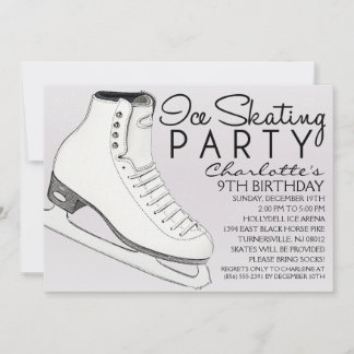 Snowy Gray Skate Mates Ice Skaten Birthday Party Einladung