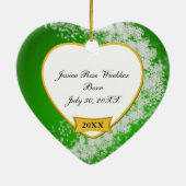 Snowy Green Baby's First Christmas Custom Keramikornament (Hinten)