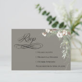 Snowy Greenery RSVP Card Karte (Stehend Vorderseite)