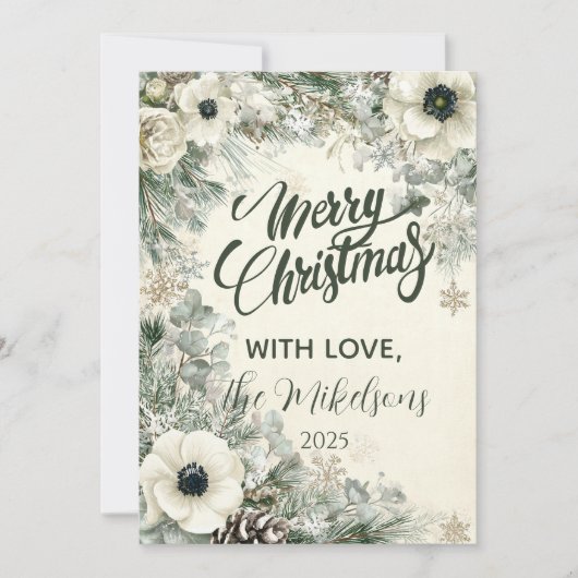 Snowy Greenery Rustikale Weihnachten (Vorderseite)