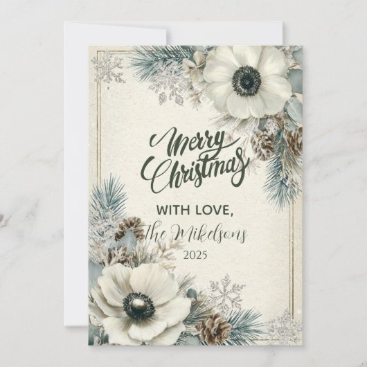 Snowy Greenery Rustikale Weihnachten (Vorderseite)