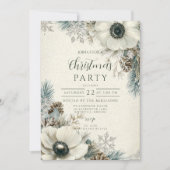 Snowy Greenery Rustikale Weihnachten Einladung (Vorderseite)