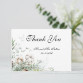 Snowy Greenery Thank You card Dankeskarte (Stehend Vorderseite)