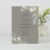 Snowy Greenery Wedding Invitation Einladung (Stehend Vorderseite)