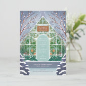 Snowy Greenhouse Winter Baby Dusche Einladung (Stehend Vorderseite)