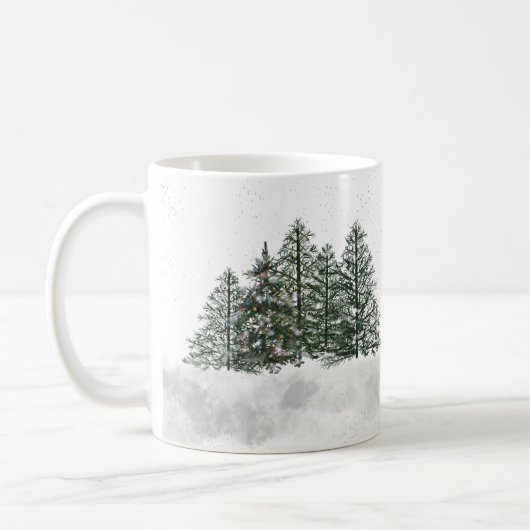 Snowy Grove Weihnachtsbaum-Tasse Kaffeetasse (Links)