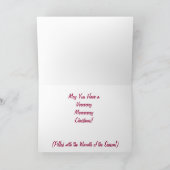 Snowy hält Weihnachtskarte auf Feiertagskarte (Innenseite)