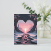 Snowy Heart Valentine Postkarte (Stehend Vorderseite)