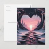 Snowy Heart Valentine Postkarte (Vorne/Hinten)