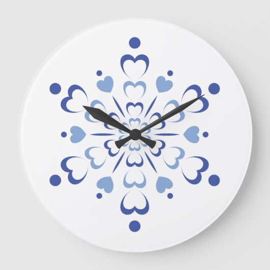 Snowy Heartburst Große Wanduhr (Vorderseite)