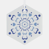 Snowy Heartburst Ornament Aus Glas (Rückseite)