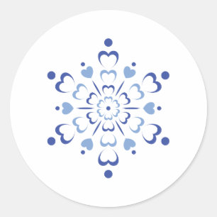 Snowy Heartburst Runder Aufkleber