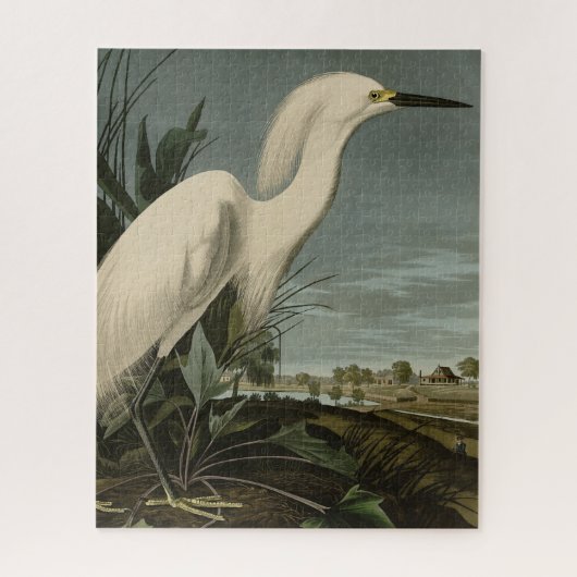 Snowy Heron (Egret) - Audubons Vögel von Amerika Puzzle (Vertikal)