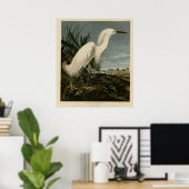 Snowy Heron oder White Egret Poster (Heimbüro)