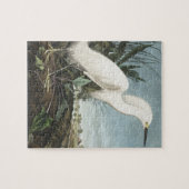 Snowy Heron oder White Egret von Birds of America Puzzle (Horizontal)
