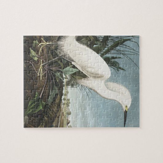 Snowy Heron oder White Egret von Birds of America Puzzle (Horizontal)