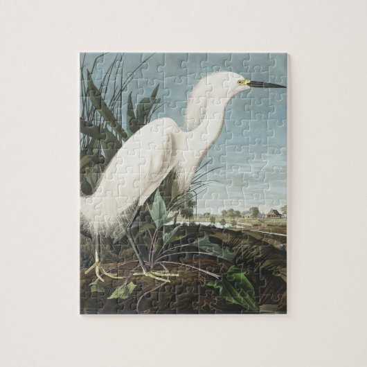 Snowy Heron oder White Egret von Birds of America Puzzle (Vertikal)