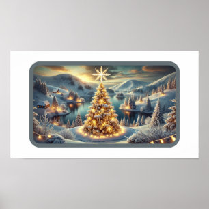 Snowy Hillside Christmas Serenity Poster