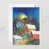 Snowy Hillside Houses Postkarte (Vorne/Hinten)