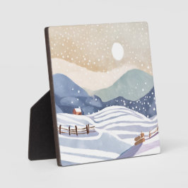 Snowy Hillside | Watercolor Winter Fotoplatte