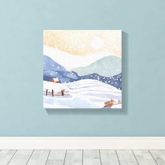 Snowy Hillside | Watercolor Winter Leinwanddruck (Insitu (Holzboden))