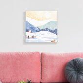 Snowy Hillside | Watercolor Winter Leinwanddruck (Insitu (Wohnzimmer))