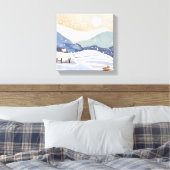 Snowy Hillside | Watercolor Winter Leinwanddruck (Insitu (Schlafzimmer))