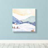 Snowy Hillside | Watercolor Winter Leinwanddruck (Insitu (Holzboden))