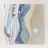 Snowy Hillside | Watercolor Winter Puzzle (Horizontal)