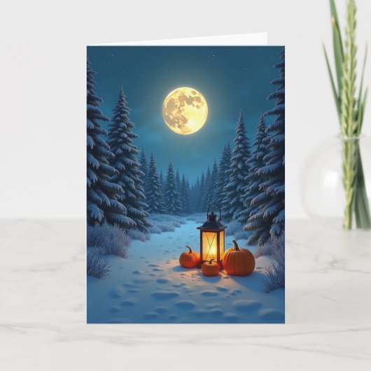 Snowy Holiday Glow Pumpkins Karte (Vorderseite)