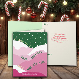 Snowy Holiday Greetings Passen Sie Familienname an Karte