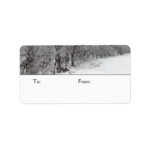 Snowy-Holz-mittlere Geschenk-Umbauten Adressaufkleber