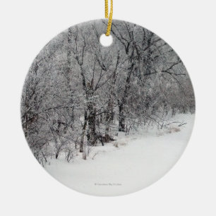 Snowy-Holz-runde Foto-Verzierung Keramik Ornament
