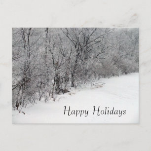 Snowy-Holz-Weihnachtsfeiertags-Postkarte Feiertagspostkarte