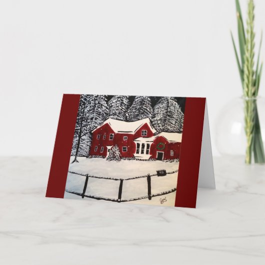 Snowy House Holiday Card Feiertagskarte (Vorderseite)