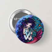 Snowy hütet Weihnachtsfeenhaften Button (Vorne & Hinten)