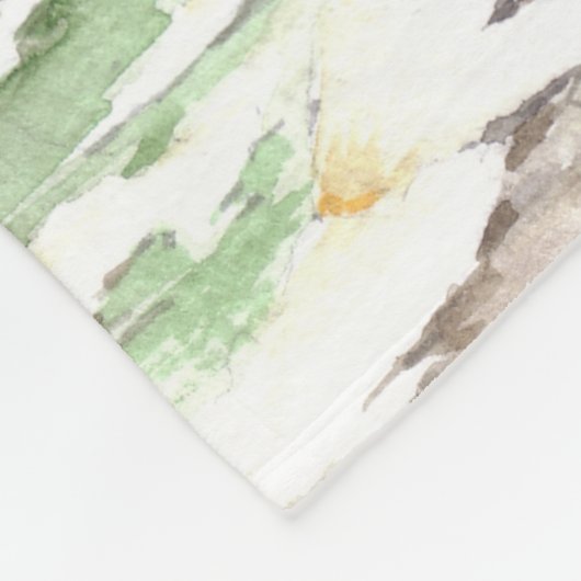 Snowy Hütte Aquarellmalerei Fleecedecke (Ecke)