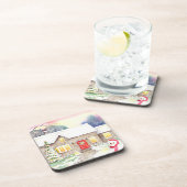 Snowy Hütte Aquarellmalerei Untersetzer (Rechte Seite)