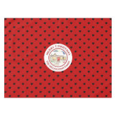 Snowy Hütte Christmas Red Blue Heart Pattern Tischdecke (Vorderseite (Horizontal))