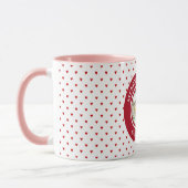 Snowy Hütte Frohe Weihnachten Red Heart Pattern Tasse (Links)