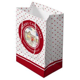 Snowy Hütte Frohe Weihnachten vom Weihnachtsmann Mittlere Geschenktüte
