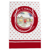 Snowy Hütte Frohe Weihnachten vom Weihnachtsmann Mittlere Geschenktüte (Vorderseite)